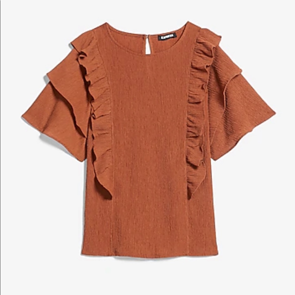 Express Textured Double Ruffle Top